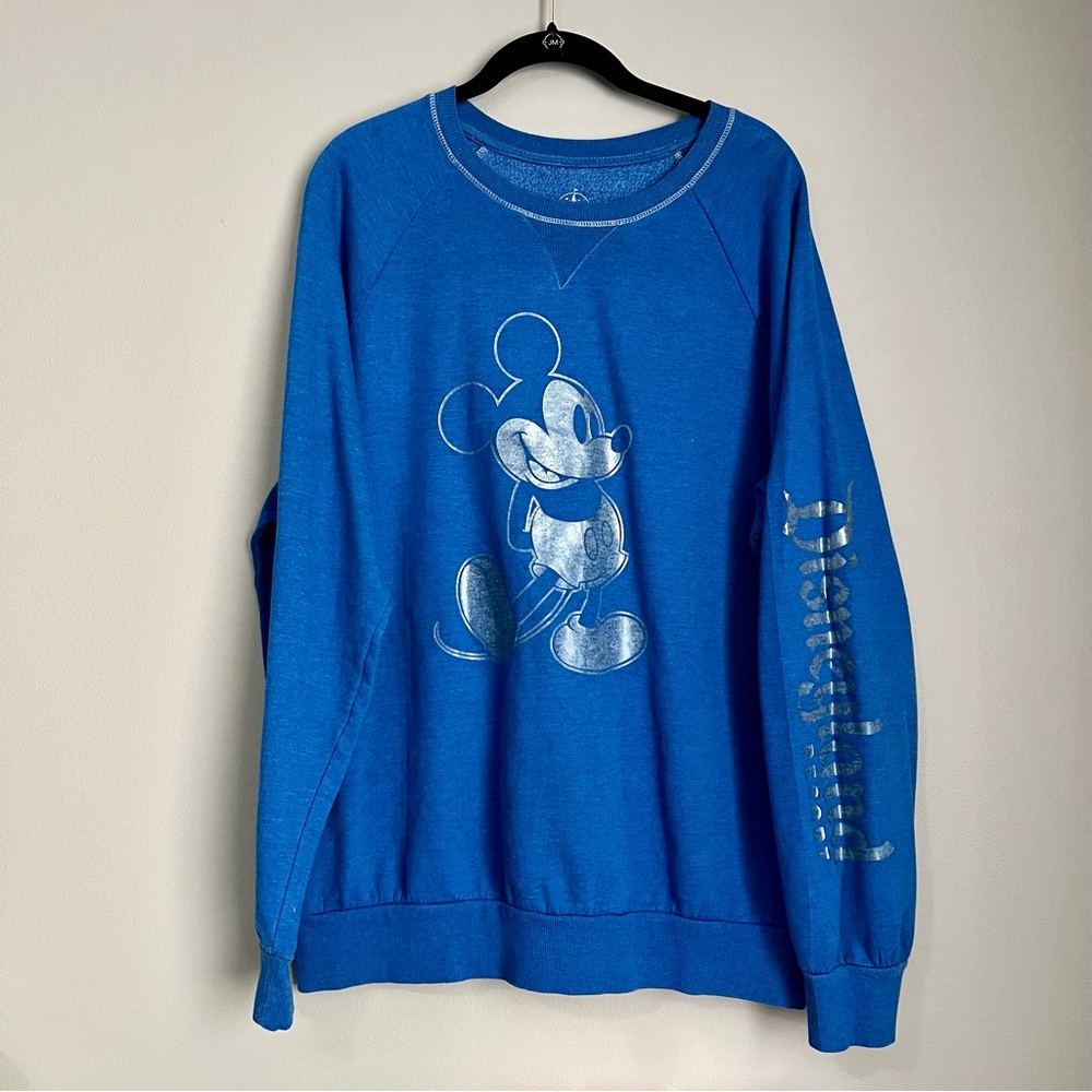 Blue & Silver Mickey Logo Sweatshirt Pullover Men’s L Comfy Soft Lounge Wear
